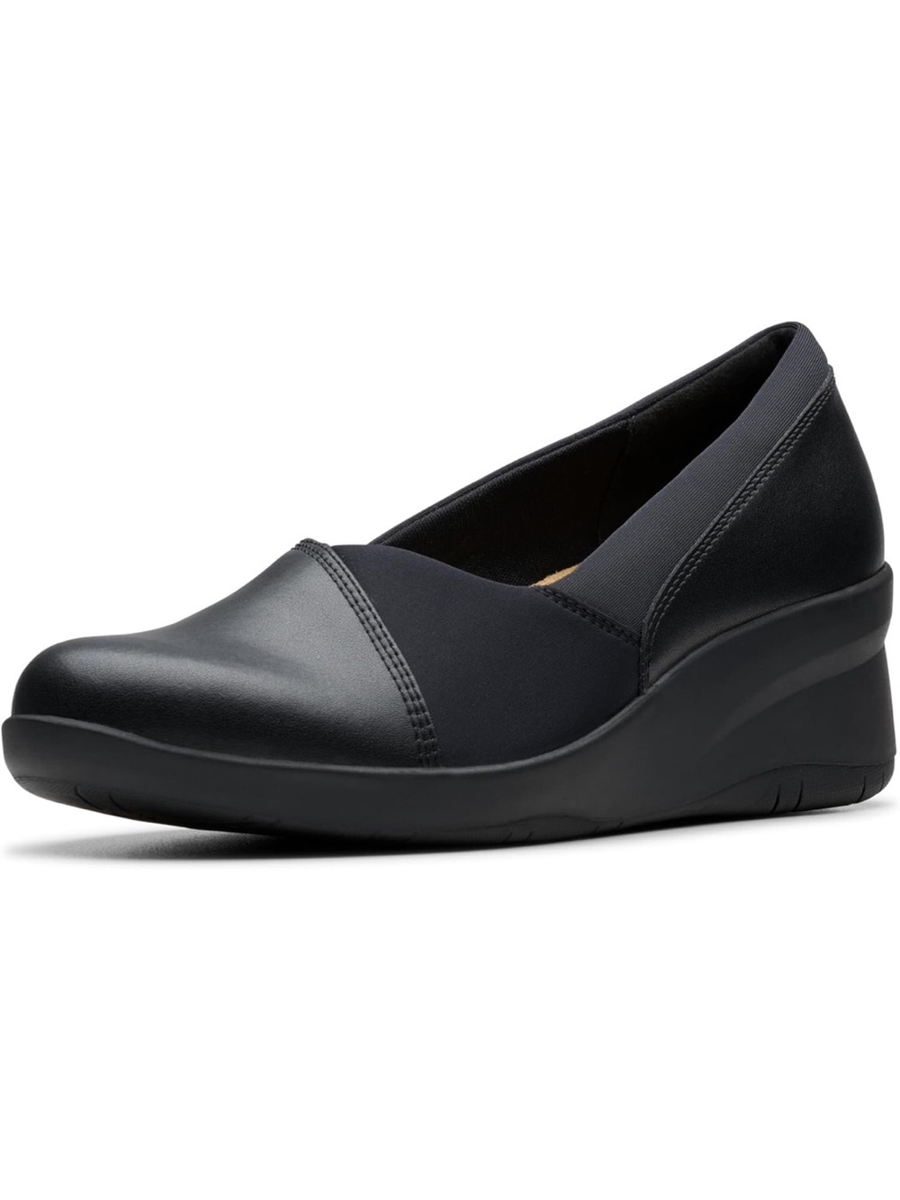 Clarks Women's Suttyn Walk Wedge Blk leather 11W 1281-1